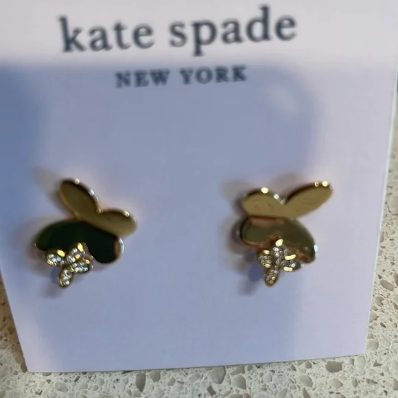 NWT! Kate Spade Gold Butterfly Earrings - Picture 3 of 4